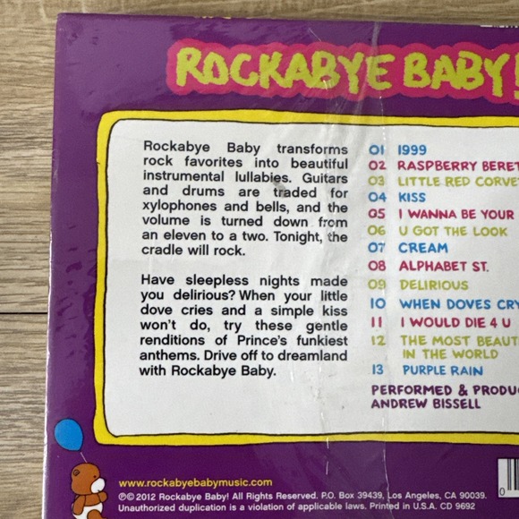 Rockabye Baby! Lullaby Renditions of Prince CD Instrumental Lullabies New Sealed - Picture 3 of 5
